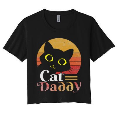 Retro Cat Daddy 80s 90S Style Cat Retro Cat Sunglasses Women's Crop Top Tee