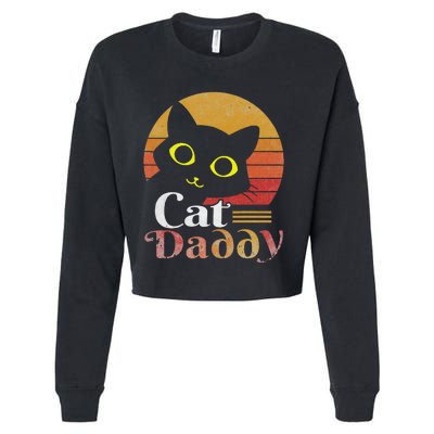 Retro Cat Daddy 80s 90S Style Cat Retro Cat Sunglasses Cropped Pullover Crew