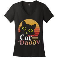 Retro Cat Daddy 80s 90S Style Cat Retro Cat Sunglasses Women's V-Neck T-Shirt