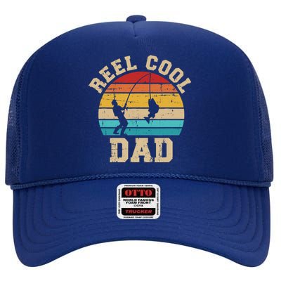 Reel cool dad fishing vintage retro High Crown Mesh Back Trucker Hat