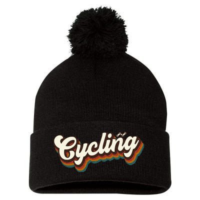 Retro Cycling Design For Cyclist Cycling Pom Pom 12in Knit Beanie