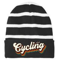 Retro Cycling Design For Cyclist Cycling Striped Beanie with Solid Band