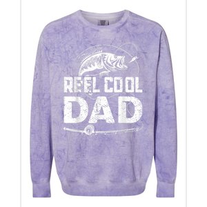 Reel Cool Dad Fishing Daddy Fathers Day Funny Colorblast Crewneck Sweatshirt