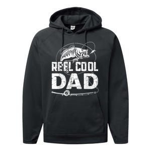 Reel Cool Dad Fishing Daddy Fathers Day Funny Performance Fleece Hoodie