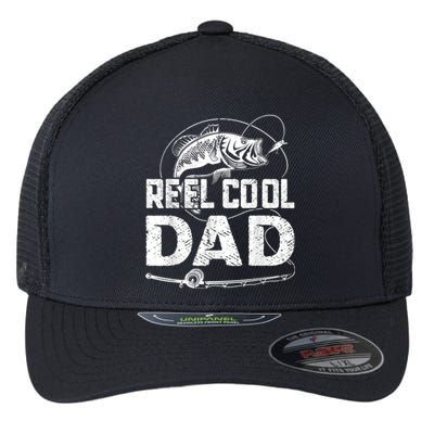 Reel Cool Dad Fishing Daddy Fathers Day Funny Flexfit Unipanel Trucker Cap