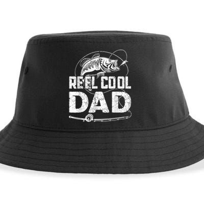 Reel Cool Dad Fishing Daddy Fathers Day Funny Sustainable Bucket Hat