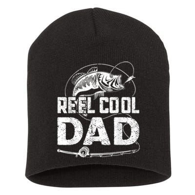 Reel Cool Dad Fishing Daddy Fathers Day Funny Short Acrylic Beanie