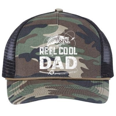 Reel Cool Dad Fishing Daddy Fathers Day Funny Retro Rope Trucker Hat Cap