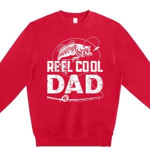 Reel Cool Dad Fishing Daddy Fathers Day Funny Premium Crewneck Sweatshirt