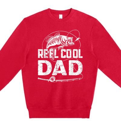 Reel Cool Dad Fishing Daddy Fathers Day Funny Premium Crewneck Sweatshirt