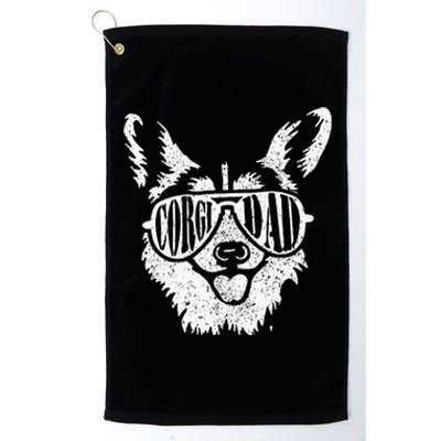 Retro Corgi Dad Gift Dog Owner Pet Welsh Corgi Fathers Day Platinum Collection Golf Towel