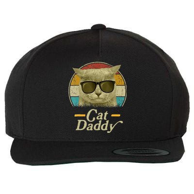 Retro Cat Daddy 80s 90S Style Cat Retro Cat Sunglasses Wool Snapback Cap