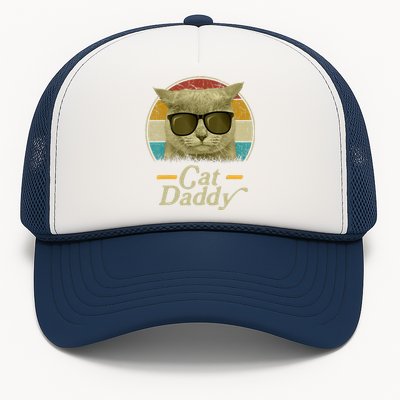 Retro Cat Daddy 80s 90S Style Cat Retro Cat Sunglasses Trucker Hat