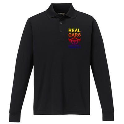 Real Cars Don't Shift Themselves Auto Racing Mechanic Gift Performance Long Sleeve Polo