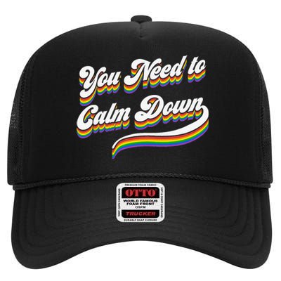 Retro Calm Down High Crown Mesh Back Trucker Hat