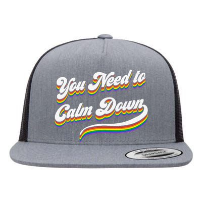 Retro Calm Down Flat Bill Trucker Hat