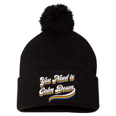 Retro Calm Down Pom Pom 12in Knit Beanie