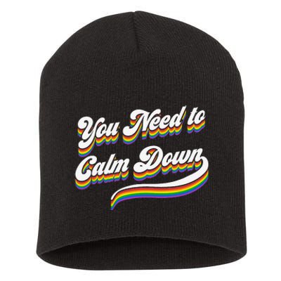 Retro Calm Down Short Acrylic Beanie