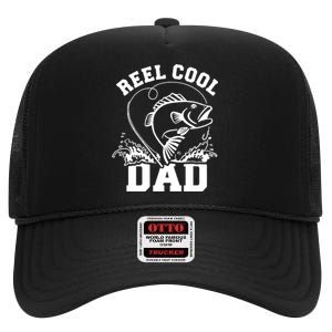 Reel cool dad fishing High Crown Mesh Back Trucker Hat