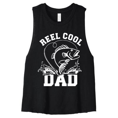 Reel cool dad fishing Women's Racerback Cropped Tank