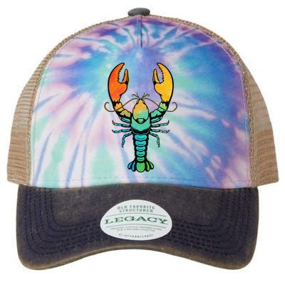 Retro Crawfish Design Louisiana Crayfish Lobster Legacy Tie Dye Trucker Hat