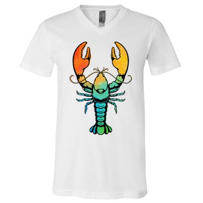 Retro Crawfish Design Louisiana Crayfish Lobster V-Neck T-Shirt