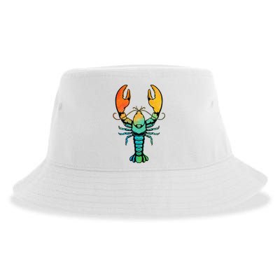 Retro Crawfish Design Louisiana Crayfish Lobster Sustainable Bucket Hat