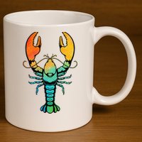 Retro Crawfish Design Louisiana Crayfish Lobster 11oz C Handle Ceramic Mug