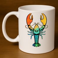 Retro Crawfish Design Louisiana Crayfish Lobster 11oz C Handle Ceramic Mug
