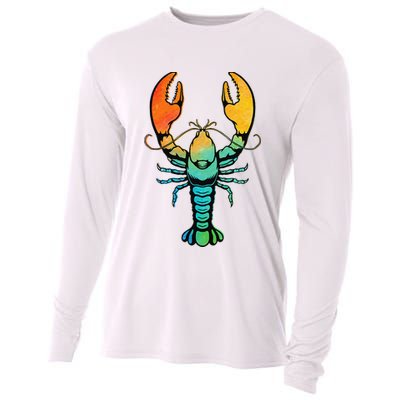 Retro Crawfish Design Louisiana Crayfish Lobster Cooling Performance Long Sleeve Crew