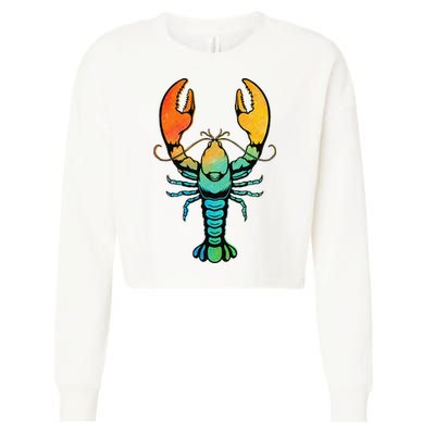 Retro Crawfish Design Louisiana Crayfish Lobster Cropped Pullover Crew