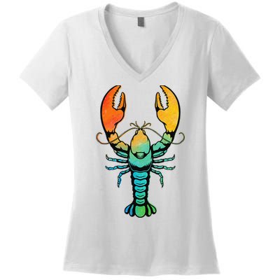 Retro Crawfish Design Louisiana Crayfish Lobster Women's V-Neck T-Shirt