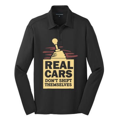 Real Cars Dont Shift Themselves Silk Touch Performance Long Sleeve Polo