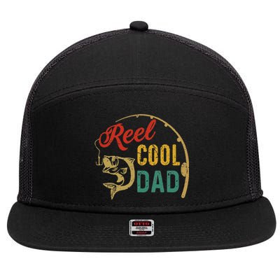 Reel Cool Dad FatherS Day Fishing 7 Panel Mesh Trucker Snapback Hat