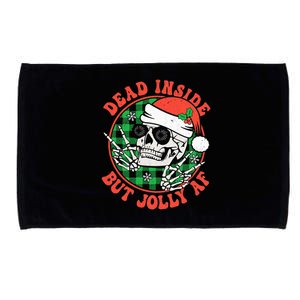 Retro Christmas Dead Inside But Jolly Skull Xmas Holiday Pjs Microfiber Hand Towel