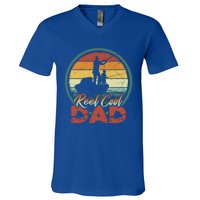 Reel Cool Dad Gift Cool Vintage Retro Fishing Family Funny Gift V-Neck T-Shirt