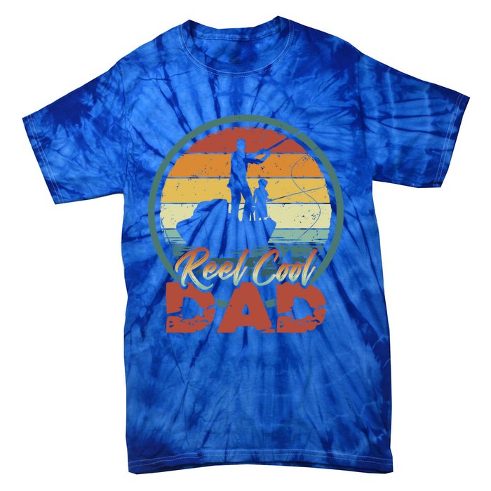 Reel Cool Dad Gift Cool Vintage Retro Fishing Family Funny Gift Tie-Dye T-Shirt