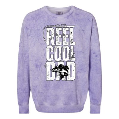 Reel Cool Dad Funny Fisher Fishing Angler Bass Fish Cool Gift Colorblast Crewneck Sweatshirt