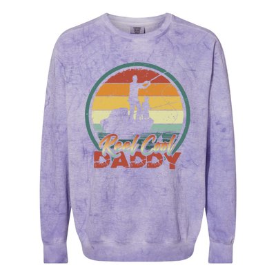 Reel Cool Daddy Cool Gift Cool Retro Vintage Fishing Family Gift Colorblast Crewneck Sweatshirt