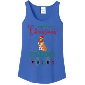 Rough Collie Dog Xmas Light This Is My Christmas Pajama Gift Ladies Essential Tank