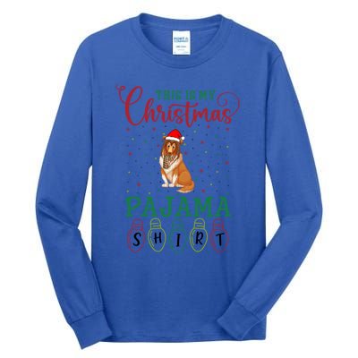 Rough Collie Dog Xmas Light This Is My Christmas Pajama Gift Tall Long Sleeve T-Shirt