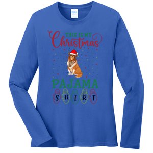 Rough Collie Dog Xmas Light This Is My Christmas Pajama Gift Ladies Long Sleeve Shirt