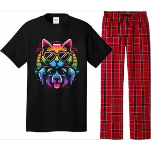 Rainbow Cute Dog & Cat Wearing Glasses Heart Puppy & Kitten Pajama Set