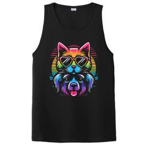 Rainbow Cute Dog & Cat Wearing Glasses Heart Puppy & Kitten PosiCharge Competitor Tank