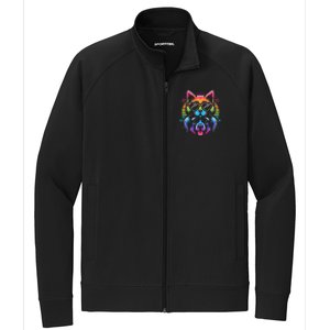 Rainbow Cute Dog & Cat Wearing Glasses Heart Puppy & Kitten Stretch Full-Zip Cadet Jacket