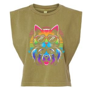 Rainbow Cute Dog & Cat Wearing Glasses Heart Puppy & Kitten Garment-Dyed Women's Muscle Tee