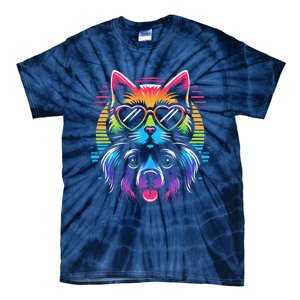 Rainbow Cute Dog & Cat Wearing Glasses Heart Puppy & Kitten Tie-Dye T-Shirt