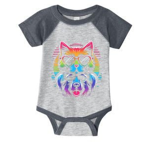 Rainbow Cute Dog & Cat Wearing Glasses Heart Puppy & Kitten Infant Baby Jersey Bodysuit