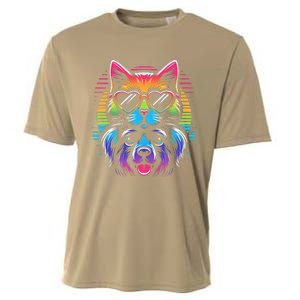 Rainbow Cute Dog & Cat Wearing Glasses Heart Puppy & Kitten Cooling Performance Crew T-Shirt