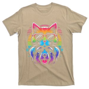 Rainbow Cute Dog & Cat Wearing Glasses Heart Puppy & Kitten T-Shirt